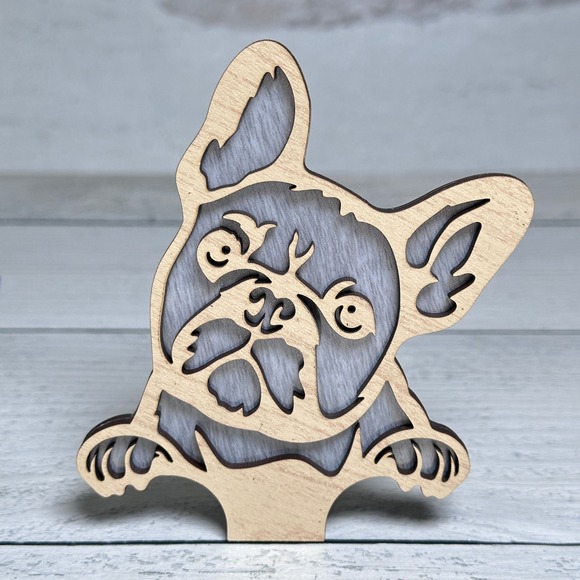 French Bulldog Night Light Wood Frenchie Plug In Dog Lover Gift - Picture 2 of 4